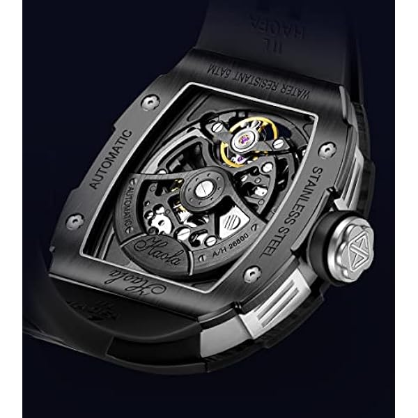 Haofa Automatisk mekanisk klocka för män 3D planet Interstellar Hollow Watch kolfiber infattning safir vattentät lysande herrklocka business casual klocka 1971