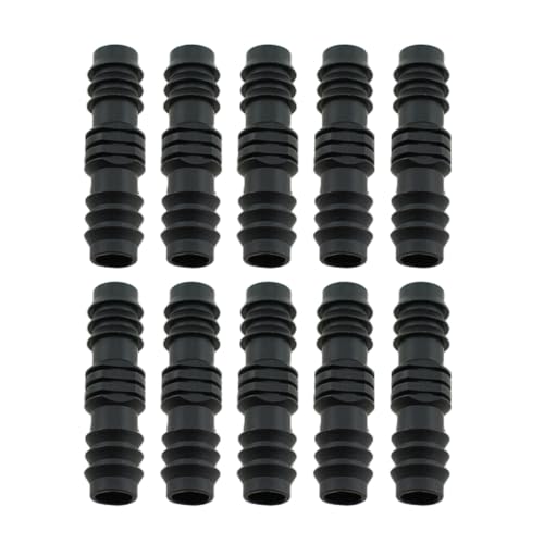 RLECS 10PCS 1/2 Inch Barbed Drip Irrigation Straight Fittings Black Plastic Soaker Hose Connector...