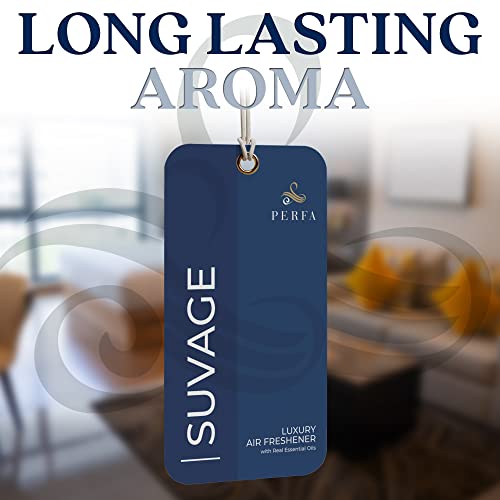 Image of Solvere Disposable Card Freshener for Men | Car Scents Air Freshener with Solvere Fragrance | Strong Car Perfume Air Freshener with Odor Eliminating Technology by Perfa