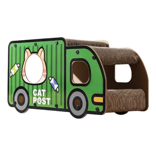 TIKHJ 猫用爪とぎ キャットハウス キャットタワー ダンボールハウス 爪とぎ兼ベッド 猫箱 二階 組み立て式 高密度段ボール 収納簡単 ストレス解消 通気 (A)