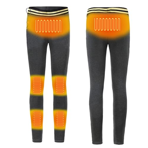TOVCHEI Womens Heated Pants 6 Zones Heating Leggings Fleece Lined Warm Trousers for Hiking Camping, No Battery,Gray,XXL