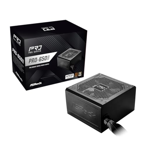 Image of ASRock PRO-650B Power Supply - 650W 80 Plus Bronze Certified, ATX 3.1 Ready, 120mm Fan, Full Protection Circuit, 3-Year Warranty