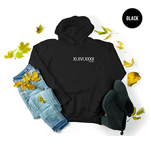 Custom Roman Numeral Hoodie, Anniversary Date Hoodie, Couple Engagement Wedding Hoodie, Est Year Personalized Hoodie, Birthday Date Gift, Valentines Gift Hoodie, Gift Hoodie2
