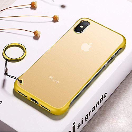 KeKeYM for Hua Wei P20 Frameless Ultra-Thin Ring Design Scrub Hard PC Crystal Translucent Matte Back Protective Cover Case - Yellow