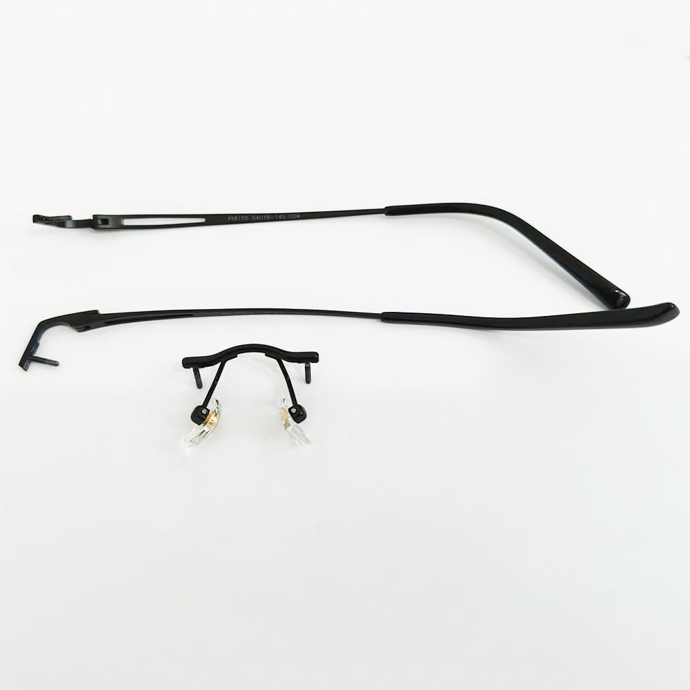 QYAJS 1 par de brazos de marco de metal sin montura de aleación de titanio para gafas, patas y puente de nariz, lentes de repuesto para templo, marco de gafas, tornillos y destornillador (agujero
