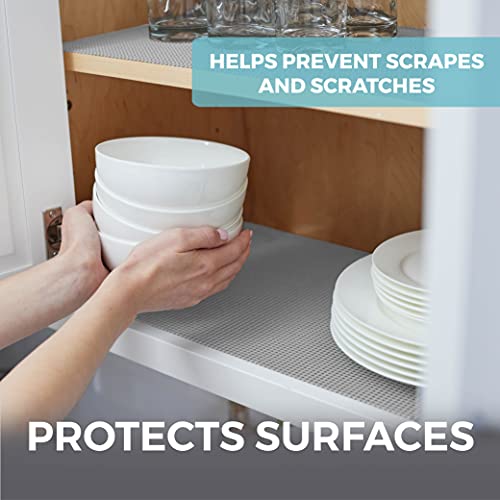 Home Genie Slip Resistant Drawer And Shelf Liner, Non Adhesive Roll, 12 Inch X 20 Ft, Durable And Strong, Grip Liners For Drawers, Shelves, Cabinets, Pantry, Storage, Kitchen And Desks, Soft Gray #TOP3