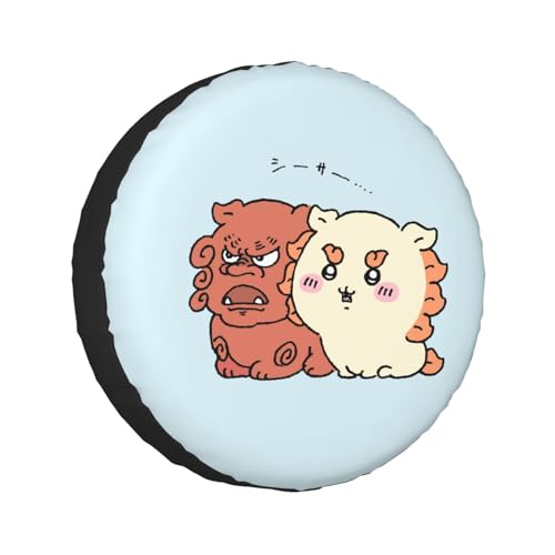 タイヤカバー ちいかわ シーサー スペアタイヤカバー おしゃれ タイヤ収納 防塵 防水 防紫外線 日焼け止 汚れ防止 劣化対策 タイヤバッグ 持ち運び便利 取付簡単 カー用品 14〜17インチ 屋外 軽自動車 普通車 汎用 14インチ:直径60-69cm