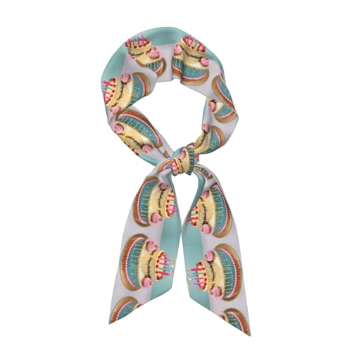 Happy Birthday Big Cake Print Fashion Neck Scarfs For Women Head Scarf Fashion And Lightweight Headdress