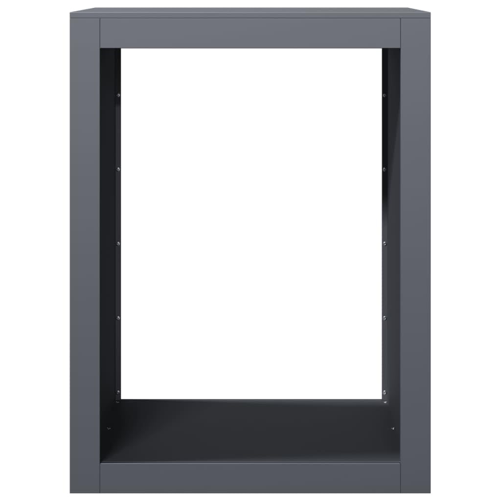 Homgoday Leñero de Acero Gris Antracita 60x40x80 cm, Soporte para leña, Almacenamiento de Troncos, Estante para leñas, Soportes para leña