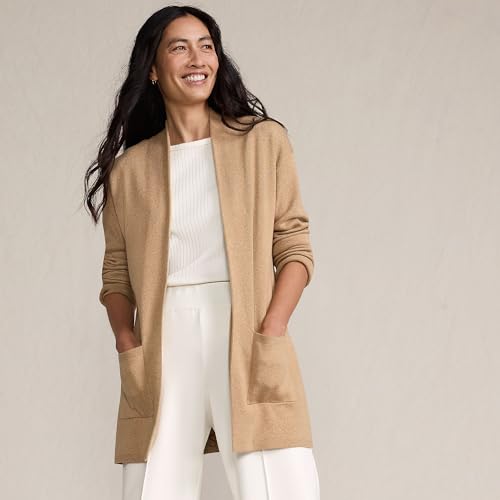 Lands' End Women's Cotton Half Milano Open Cardigan Sweater4