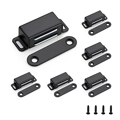 Image of Ravinte 6 Pack Black Magnetic Door Catch, Matte Black Cabinet Magnets, Strong Magnetic Catch Latch for Kitchen Cabinets, Drawers & Cupboards, Stainless Steel Closures