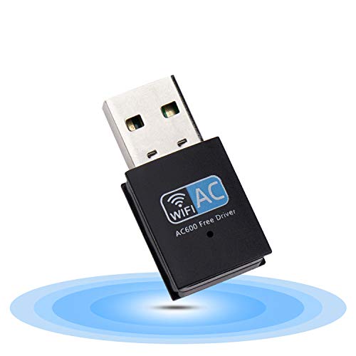 Muljexno WiFi Dongle, AC600 802.11ac Dual Band 5 GHz Mini Wireless Network USB WiFi Adapter per Desktop Laptop, Supporto Windows 10/8/7 / Vista/XP, Mac OS X 10.6-10.14