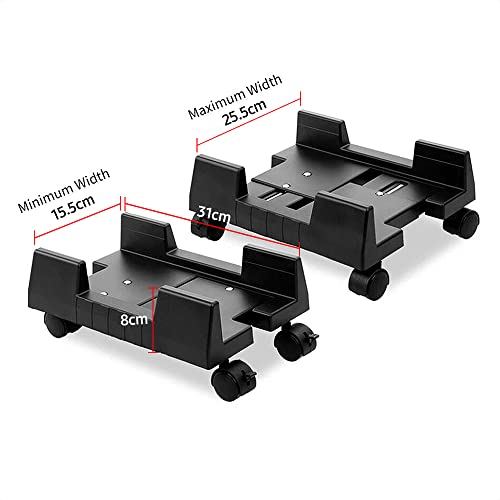 Support de tour de PC mobile à largeur réglable noir pour bureau - 5
