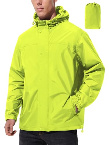 Image of UIQUR Mens Lightweight Rain Jacket Waterproof Windbreaker Packable Rain Coat with Hood for Golf Running Hiking Travel