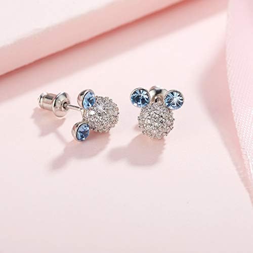 HERMOSO Lovely Mickey Mouse Crystal Stud Earrings for girls/kids/womens, 925 Post jewellery Gift Not allergic