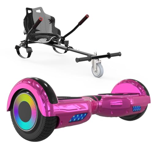 ELEKGO Hoverboards pour enfants, hoverboard auto-équilibré à deux roues de 6,5 pouces avec kart à pédales, avec lumières LED, haut-parleur Bluetooth pour...