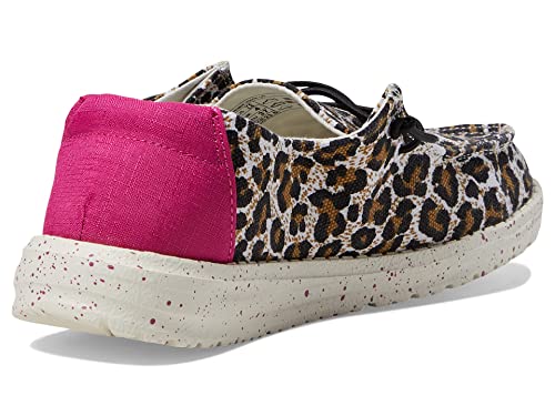 Image of HEYDUDE Wendy Cat (Little Kid /Big Kid) Loafers for Kids - Cotton-Blend Upper - Flex & Fold Technology Cheetah 3 Little Kid M