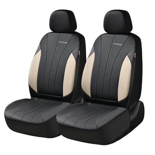 Image of Coverado Seat Covers, Red Car Seat Covers Full Set, Automotive Seat Covers 5 Seats, Waterproof Black Car Seat Protectors Universal Fit for SUVs Trucks Sedans