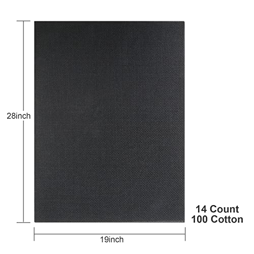 Image of Aida Cloth 14 Count Cross Stitch Fabric,19x28inch (14CT, Black)