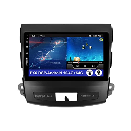 Autoradio PX6 9" pour Mitsubishi Outlander XL 2 CW0W 2005-2011 pour Peugeot 4007 avec GPS Navi-4G + 64G + caméra de recul + micro intégré DSP compatible BT/miroir gauche/WiFi/DAB Cover