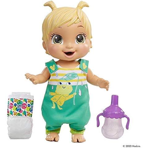Baby Alive Baby Gotta Bounce Doll, Frog Outfit, Bounces with 25+ SFX and Giggles, Drinks and Wets, Blonde Hair Toy for Children Aged 3 and Up Cover