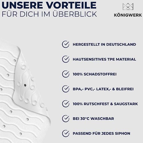 Königwerk Badewannenmatte rutschfest - 100% BPA frei [80x38cm] | Ohne PVC | Für puren Badespaß | Badematte Made in Germany | Antirutschmatte Badewanne - Ideal für Erwachsene & Kinder