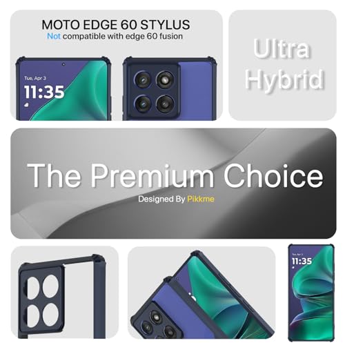 Image of Pikkme Back Cover for Moto Edge 60 Stylus 5G | Ultra Hyrbid | Full Camera Protection | Raised Edge | Crystal Clear Transparent Bumper Case (Blue)