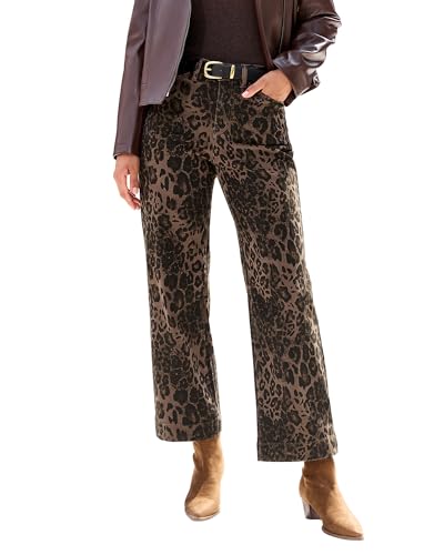 luvamia Wide Leg Jeans Woman Trendy High Waisted Leopard Cheetah Print Ankle Length Stretchy Denim Pants with Pockets
