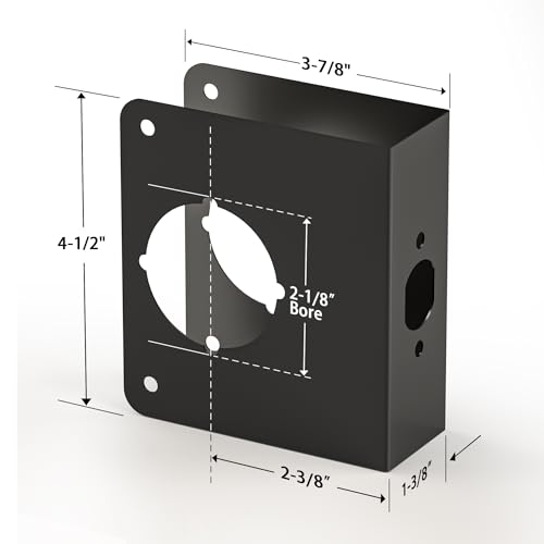 naubea Door Knob Reinforcement Plate Matte Black, Fits 1-3/8" Doors, 2-3/8" Backset, Door Lock and Door Knob Cover Plate, Deadbolt Cover Plate, Reinforce and Repair Wood or Metal Doors by naubea - Image 3