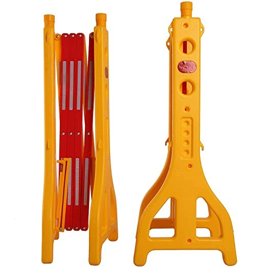 Image of K T I Foldable Expandable HDPE Barrier Height 3.08 Feetx open length 8.20 Feet Easy to Assemble for Hotels, Malls, Industrial Plants, Airports, Hospitals, Schools, etc| Yellow and Red (Pack Of 1)