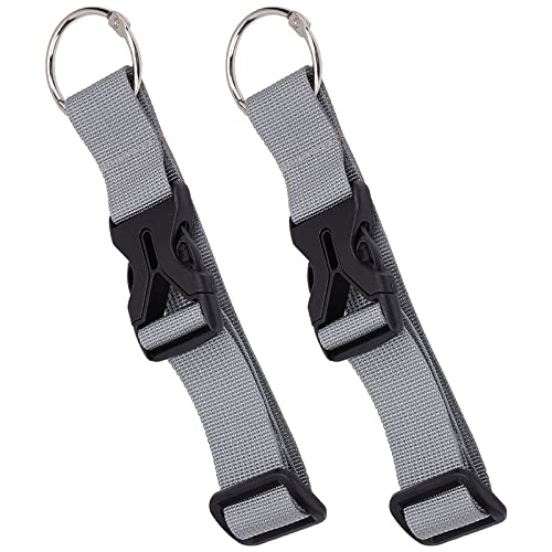 Image of GORGECRAFT 2Pcs Luggage Straps Coat Jacket Gripper Holder Suitcase Belt Clip Ring Hook White Adjustable Belt Straps with Iron Hinged Rings and Plastic Release Buckle Polyester Travel Accessories