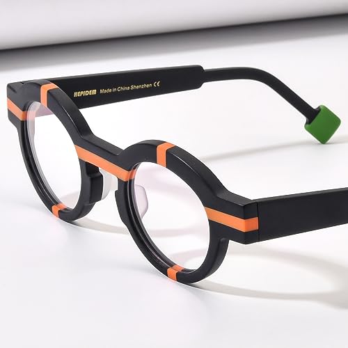 Image of HEPIDEM Multicolor Acetate Glasses Frame Women,Oversize Round Optical Eyeglasses