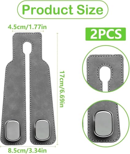 Image of Car Seat Headrest Hooks 2 PCS, Leather Car Seat Hooks, Double Bag Holder