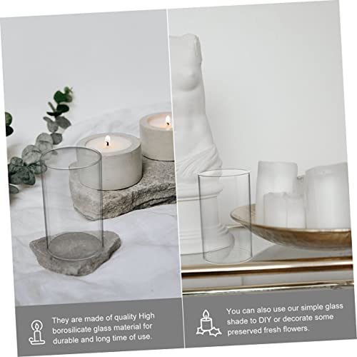 2pcs Candle Shade Desktop Candle Holder Decorative Candle Cover Candle Holder Supplies Cylinder Candleholders Decorative Glass Holder Transparent Candle Holder Candle Holder Sleeve