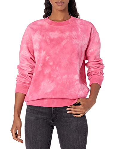 True Religion Women's Watercolor Long Sleeve Pullover, Sorbet Wash, Medium