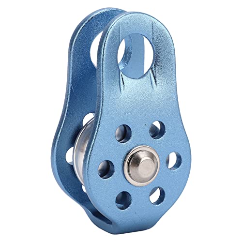 Fixed Eye Climbing Pulley, Arc Hanging Point Design, Light Weight, Reduce Rope Wear, Climbing Single Pulley, Light Blue, Strong Bearing Capacity for Mountaineering