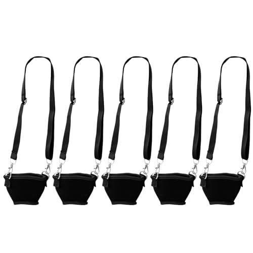 Cordon de cou réglable pour verre à vin - Porte-verre néoprène noir sangle ajustable L