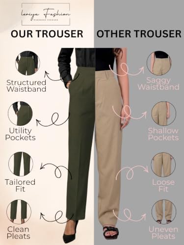 Image of Leriya Fashion Formal Pants for Women Office Wear |Trousers for Women - Straight Pants for Woman Formal Pant for Woman, Stretch Lycra Workwear Trousers
