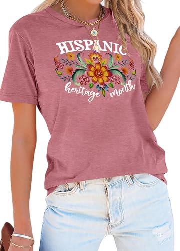 Hispanic Heritage Month Shirts Women Latino Celebrate Shirt Funny Mexican Floral Graphic T-Shirts Spanish Tees Tops3