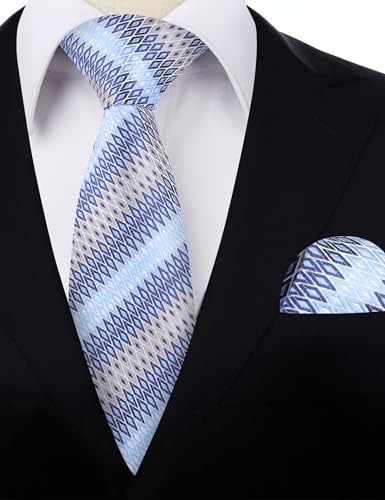 Image of Alizeal Mens 3.15'' Gradient Novelty Pattern Tie Set with Pocket Square Casual Color Tie Set