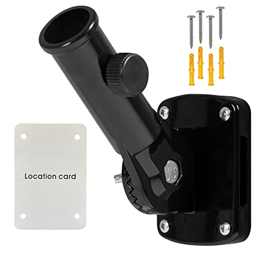 NQ 2 in 1 Multifunctional Adjustable Flagpole Bracket Heavy Duty Aluminum All Weather Flag Display Holder，Wind Resistant, Black Powder Coated Finish, 1" Inner Diameter(1 Pack,Black) by NQ - Used condition - CA$13.76