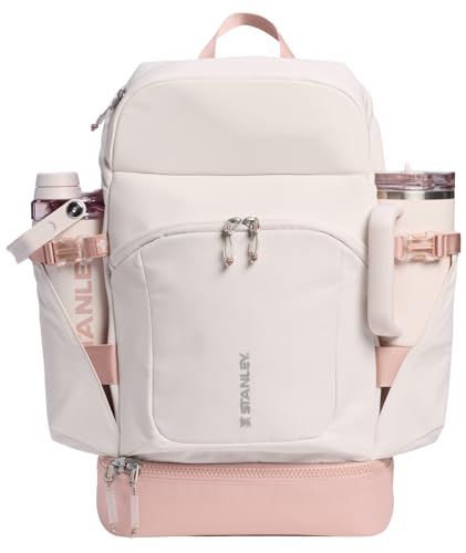 STANLEY Vitalize Backpack | Gym Work & Travel Bag with Laptop Sleeve | Expandable Bottom Compartment | Tumbler & Water Bottle Pockets | Durable Recycled Fabric | Rose Quartz