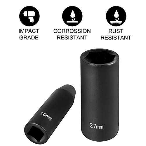 Vevor CJTT26PCS12IN Impact Socket Set 1/2 Inches 26 Piece Deep Sockets, , 6-Point , Rugged Construction, Cr-V, 1/2 Inches Drive Socket Set Impact Metric 10Mm thumb #1