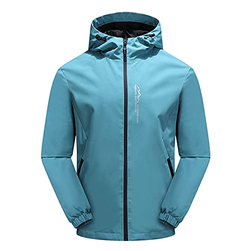 Generisch Chubasquero para hombre, impermeable, con capucha, chaqueta cortavientos con bolsillos, cremallera, gabardinas para exteriores, fina, chaqueta dura con capucha, chaqueta de entretiempo, R