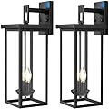 ZSMAIKU 22 Inch Dusk to Dawn Outdoor Lighting,Large Porch Light Outdoor Light Fixture,2 Pack Outdoor Sconce Lights with E12 Base Waterproof 2-Light Black Exterior Lights for House Patio,Garage