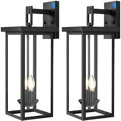 ZSMAIKU 22 Inch Dusk to Dawn Outdoor Lighting,Large Porch Light Outdoor Light Fixture,2 Pack Outdoor Sconce Lights with E12 Base Waterproof 2-Light Black Exterior Lights for House Patio,Garage