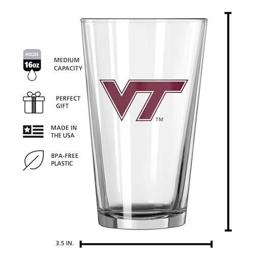 Image of Logo Brands NCAA 16 oz Pint Glass - Durable Glass With Bold Team Color- Chip-Resistant Rim Drinkware For Fans, Tailgates, Home Bars & Everyday Use