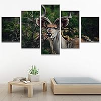 SIGNWIN 5 Panel Canvas Wall Art Animals Deer Modern Artwork for Home Decorations Ready to Hang - 60