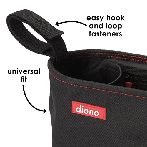 Image of Diono Buggy Buddy Universal Stroller Organizer with Cup Holders, Secure Attachment, Zippered Pockets, Safe & Secure, Black
