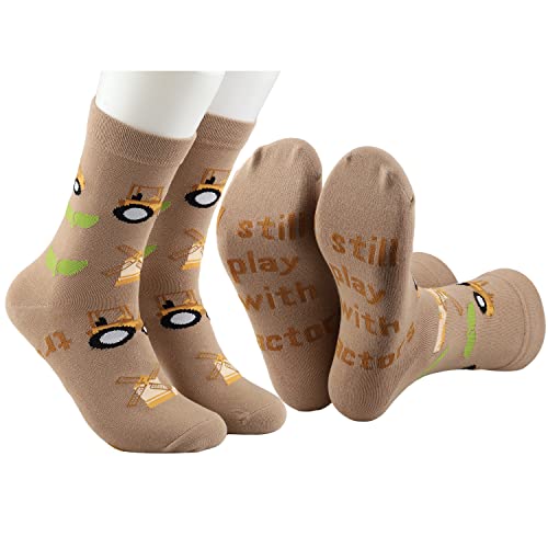 Image of MBMSO 2 Pairs Farming Socks I Still Play with Tractors Socks Funny Farmer Gift Farm Owner Gifts Tractor Lover Gift Socks